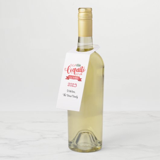 Coquito Red banner Feliz Navidad Bottle Hanger Lab (Schuin)