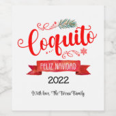 Coquito Red banner met Feliz Navidad-etiket Wijn Etiket (Enkel label)