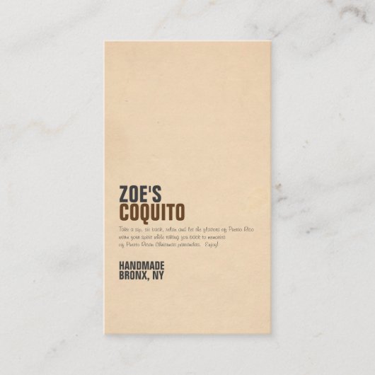 Coquito Rustic Modern Visitekaartje (Voorkant)