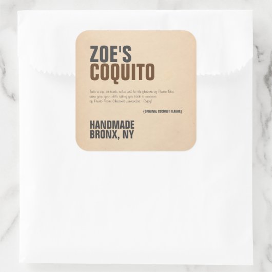 Coquito rustiek modern vierkante sticker (Tas)