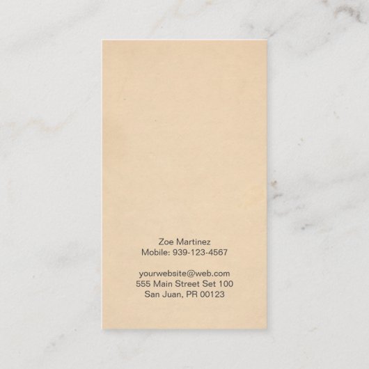 Coquito rustiek modern visitekaartje (Achterkant)