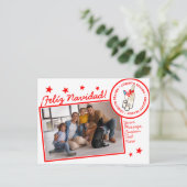 Coquito Season Bottle Custom Photo Text Feestdagenkaart (Staand voorkant)