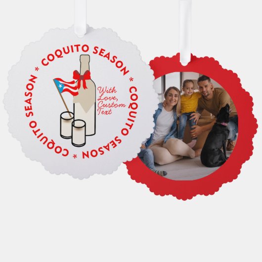 Coquito Season Custom Photo Text Ornament Kaart (Voorkant / Achterkant)