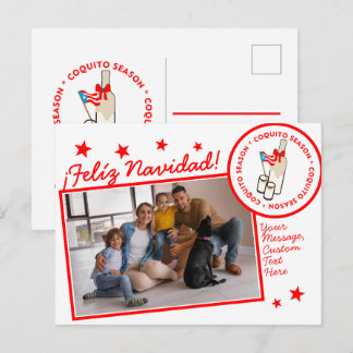 Coquito Seizoen Fles Aangepaste Foto Tekst Feestdagenkaart
