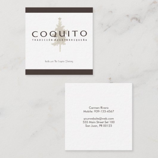 Coquito Tradicion Puertorriquena Vierkante Visitekaartje (Voorkant / Achterkant)