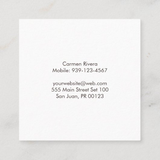 Coquito Tradicion Puertorriquena Vierkante Visitekaartje (Achterkant)