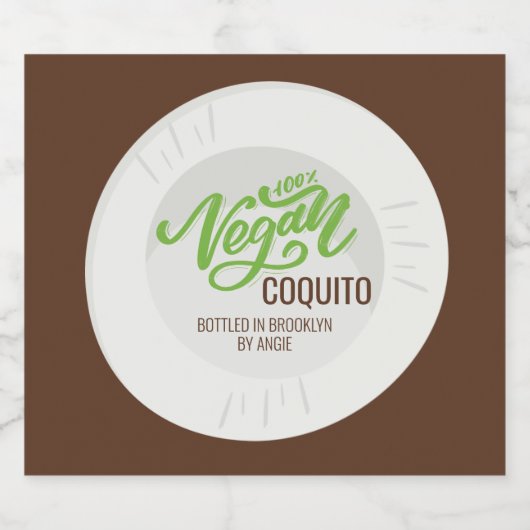 Coquito Vegan Coconut Beverage Classic Round Stick Likeurfles Etiket (Enkel label)