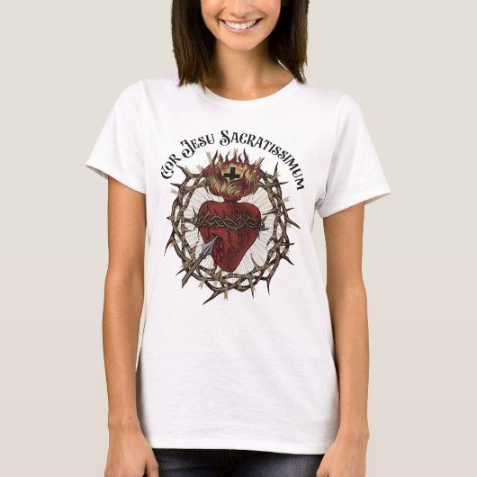 Cor Jesu Sacratissimum Heilig Hart van Jezus T-shirt (Voorkant)