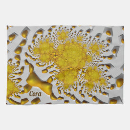 CORA ~ 3D Golden Lava ~ Fractal ~ ORIGINAL ~ Theedoek