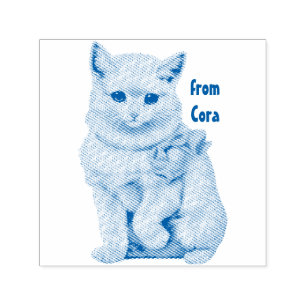 CORA ~ CAT LOVERS ~  White Cat tekening ~ Zelfinktende Stempel