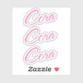 Cora decoratieve naam in roze x3 sticker (Vel)
