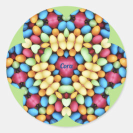 CORA ~ EASTER EIGS MULTICOLORED ~ RONDE STICKER