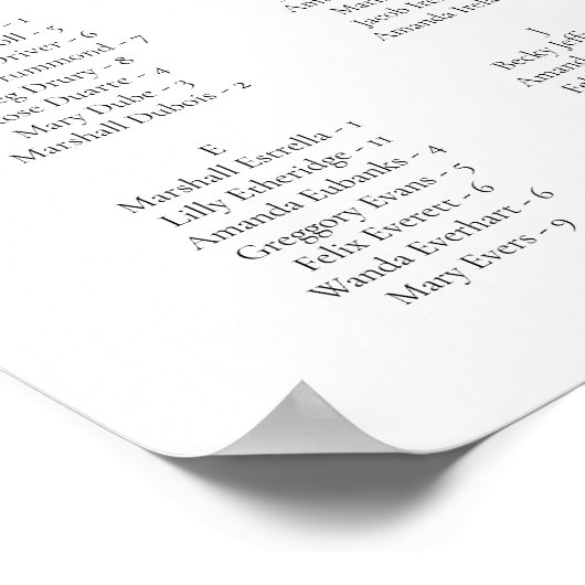 CORA Elegant Waterverf Palm Leaf Seating Chart Poster (Hoek)