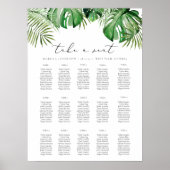 CORA Elegant Waterverf Palm Leaf Seating Chart Poster (Voorkant)