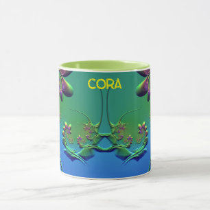 CORA ~ GLOSSY 3D Zany Blue Green Paars Mok