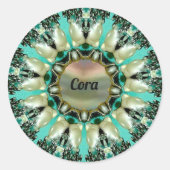 CORA ~ Helder Abstract patroon ~ Gepersonaliseerd Ronde Sticker (Voorkant)