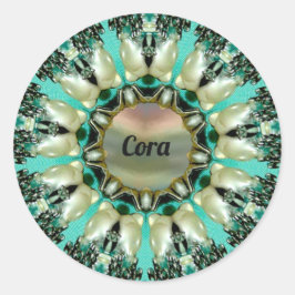 CORA ~ Helder Abstract patroon ~ Gepersonaliseerd Ronde Sticker
