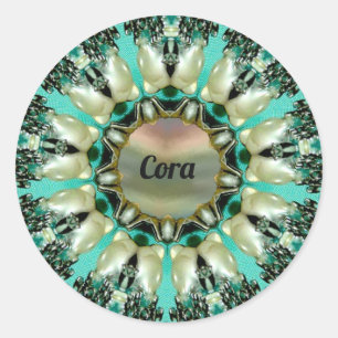 CORA ~ Helder Abstract patroon ~ Gepersonaliseerd Ronde Sticker