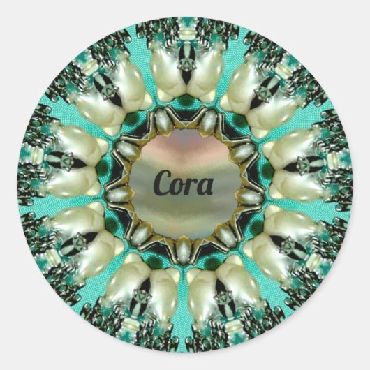 CORA ~ Helder Abstract patroon ~ Gepersonaliseerd Ronde Sticker (Voorkant)