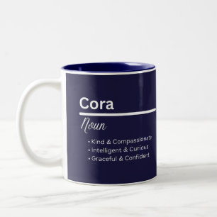 Cora Meisjesnaam Personalized Naam Betekenis Mok