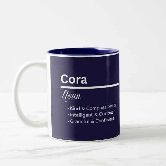 Cora Meisjesnaam Personalized Naam Betekenis Mok (Links)