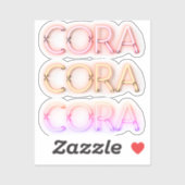 Cora-naam in gloeiende neonlampen sticker (Vel)