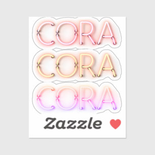 Cora-naam in gloeiende neonlampen sticker