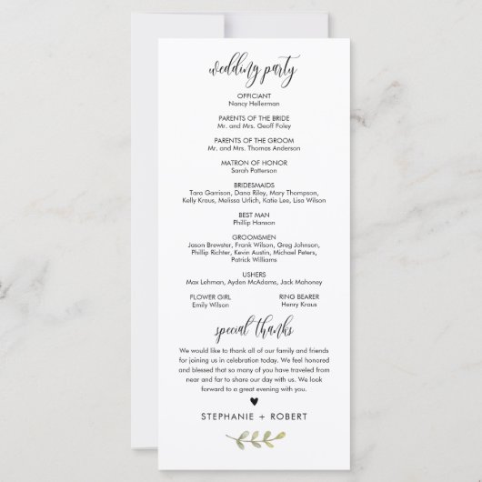 CORA Peach Floral Wedding Programme (Achterkant)