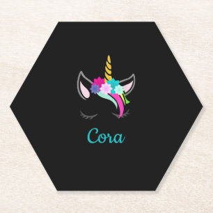 Cora Regenboog Eenhoorn Naam T-shirt Kartonnen Onderzetters