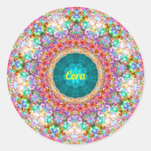CORA ~ Sweet Floral Pattern ~ Persoonlijk ~ Ronde Sticker (Voorkant)