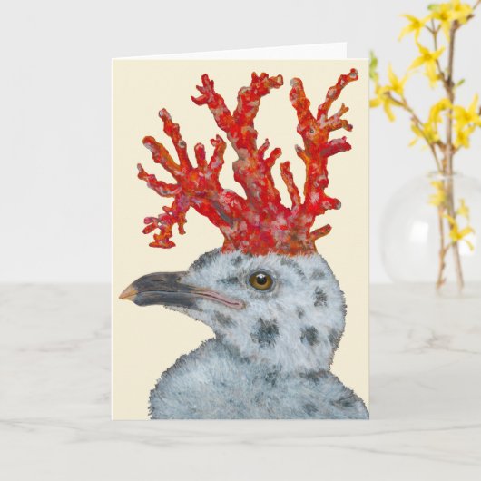 Cora the gull chick card kaart (Gele Bloem)