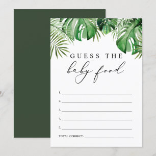 CORA Tropical Baby Food Baby shower Game Kaart