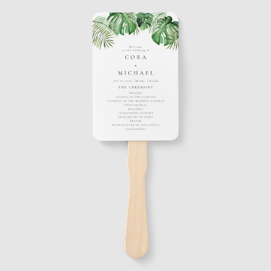 CORA Tropical Beach Bestemming Trouwprogramma Handwaaier (Voorkant)