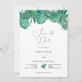 CORA Tropical Beach Palm Leaf Save the Date  Kaart (Voorkant)