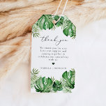 CORA Tropical Beach Waterverf Palm Leaf Island Cadeaulabel<br><div class="desc">Dit dank u gunt markeringseigenschappen tropische waterverf palmbladeren en een elegant manuscriptdoopvont. Dit dankjewel label is perfect voor je reis, de bruiloft van de bestemming, het baby shower van het strand, het luau-vrijgezellenfeest of een andere speciale tropische gebeurtenis. Bewerk de *most* formulering eenvoudig om aan de behoeften van uw gebeurtenis...</div>