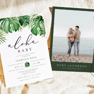 CORA Tropical Palm Aloha Baby Baby shower Kaart