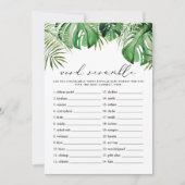 CORA Tropical Word Scramble Baby shower Game Kaart (Voorkant)