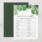 CORA Tropical Word Scramble Baby shower Game Kaart (Voorkant / Achterkant)