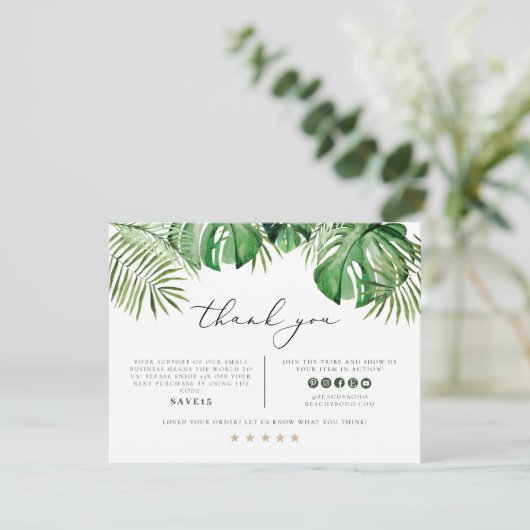 CORA tropisch strand palm klein bedrijf bedankt Kaart (Staand voorkant)