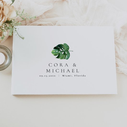 CORA tropisch strand palmblad bestemming bruiloft Gastenboek