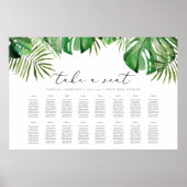 CORA Tropische Waterverf Palm Leaf Seating Chart Poster (Voorkant)
