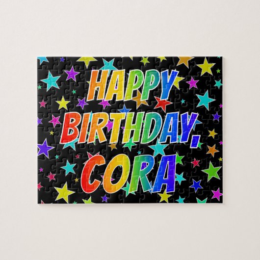 "CORA" Voornaam, geun "HAPPY BIRTHDAY" Legpuzzel (Horizontaal)