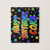 "CORA" Voornaam, geun "HAPPY BIRTHDAY" Legpuzzel (Verticaal)