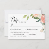 CORA Waterverf Peach Floral Wedding RSVP Kaart (Voorkant)