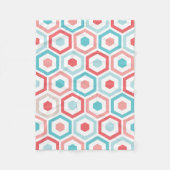 Coraal Blauwgroen Retro Geometric Patroon Fleece Deken (Voorkant)