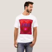 Coração Vermelho com LOVE em Estilo Brilhante e Ro T-shirt (Voorkant volledig)