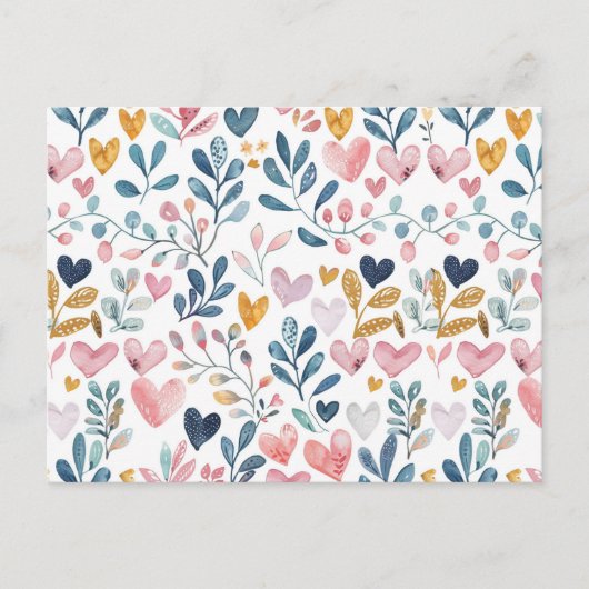 Corações em Aquarela Briefkaart (Voorkant)