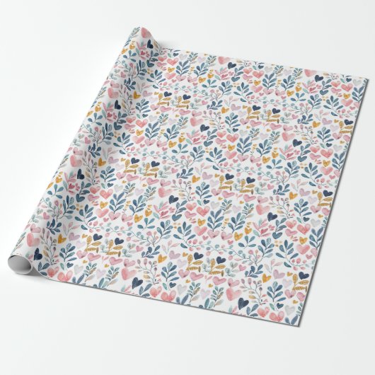 Corações em Aquarela Cadeaupapier (Uitgerold)