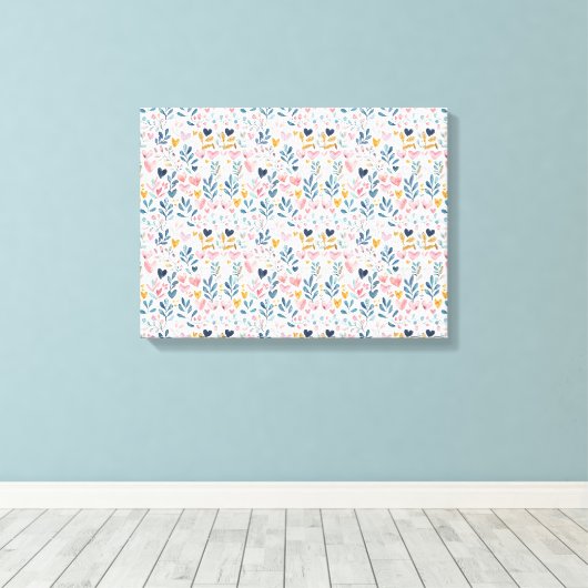 Corações em aquarela canvas afdruk (Insitu (Houten vloer))