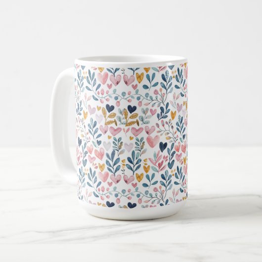 Corações em aquarela koffiemok (Voorkant links)